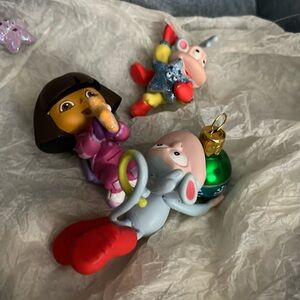 Dora the Explorer & Boots the Monkey Vintage Christmas Ornaments Set of 3 EUC